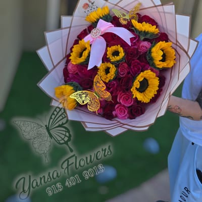 50 Roses & Sunflowers Premium Bouquet