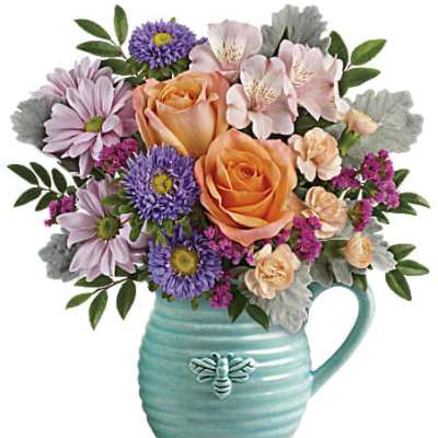 Teleflora's Busy Bee Pitcher Bouquet