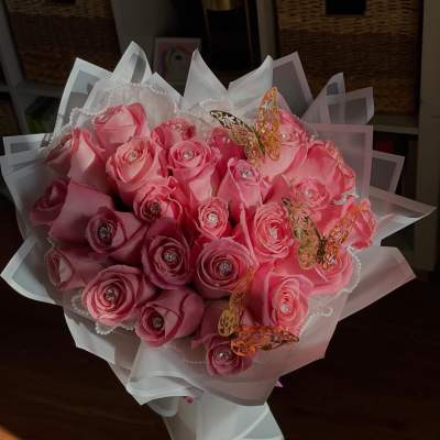 Heart shaped hand tied bouquet