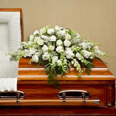 All White Casket Spray