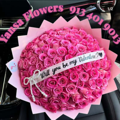 100 Bright Pink Bouquet