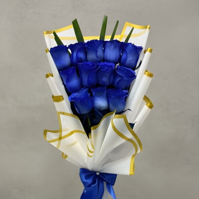 Wrapped Blue Roses Bouquet