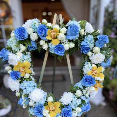 BLUE HEART WREATH