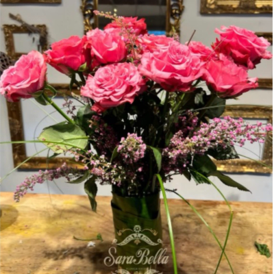 DOZEN PINK GARDEN ROSES