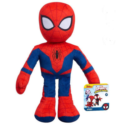 Spider-Man plush toy with a small branded package beside it