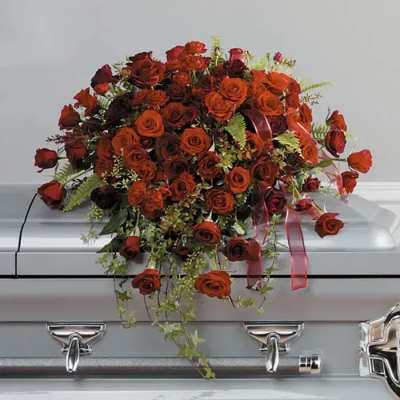 Loving Roses Casket Spray – Elegant Funeral Flower Arrangement