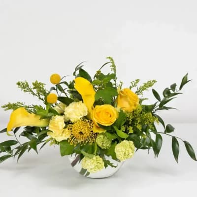 Dazzling Yellow – Bright Floral Arrangement in a Vase