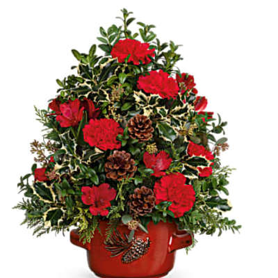 Teleflora's Holly & Pinecones Tree Bouquet