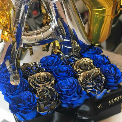 Blue and Gold Rose Box