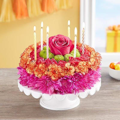 BIRTHDAY WISHES FLOWER CAKE VIBRANT