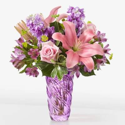 Precious Petals Bouquet with Luxe Swirl Vase