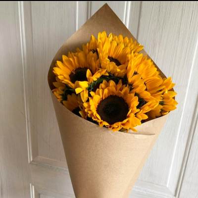 12 Sunflowers Wrapped Bouquet