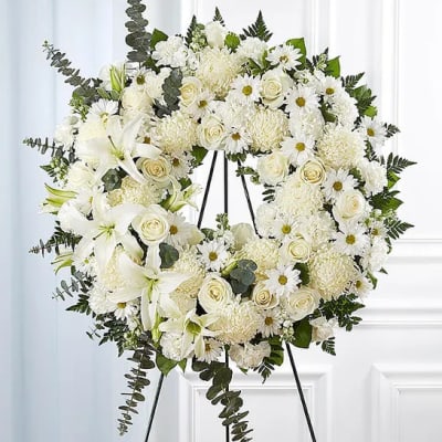 Serene Blessings Standing Wreath - White