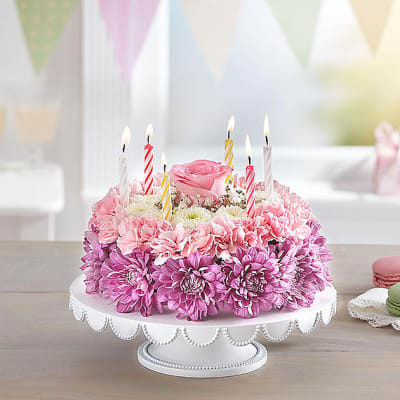 Birthday Wishes Flower Cake Pastel