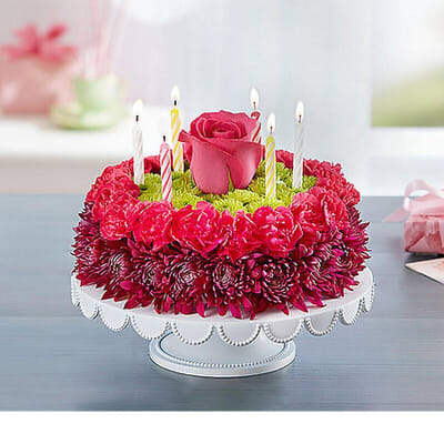 BIRTHDAY WISHES FLOWER CAKE - PURPLE