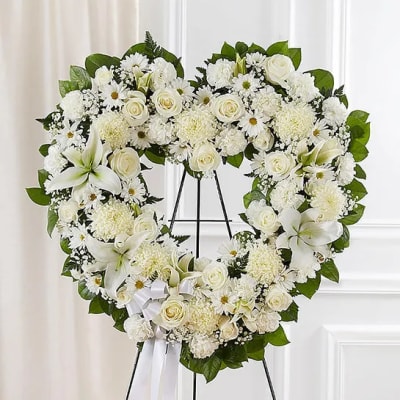 Always Remember Floral Heart Tribute- White, Pink & White or Pastel
