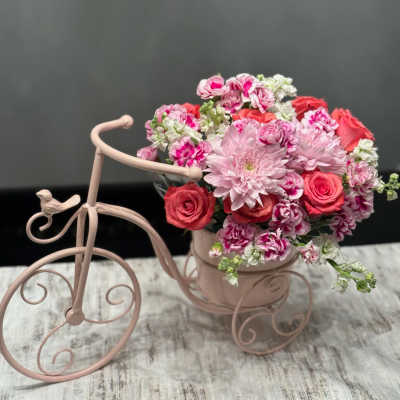 Whimsical Bicycle Flower Arrangement