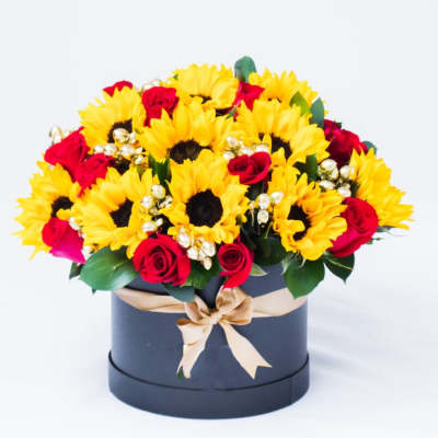 Luxury Box of Sunflowers and Roses
