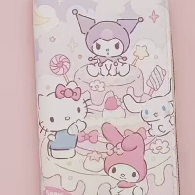 Sanrio character wallet with pastel cartoon print