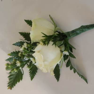 White Rose Boutonnière by Dixie's Flowers