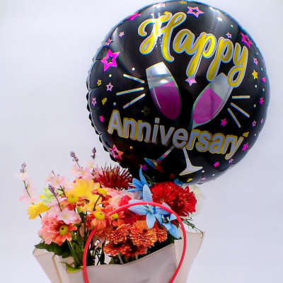 "Happy Anniversary" Flower Gift Bag with Butterflies