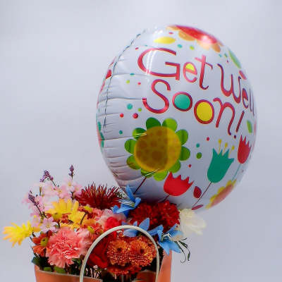 "Get Well Soon" Flower Gift Bag with Teddy Bear /Hugs Craft