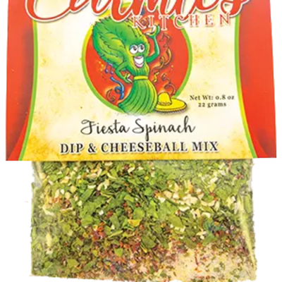 Packet of Carmie’s Kitchen Fiesta Spinach dip and cheeseball seasoning mix