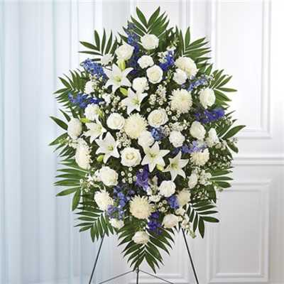 Blue & White Sympathy Standing Spray