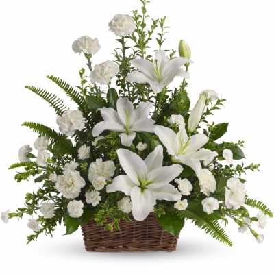 Peaceful White Lilies Basket