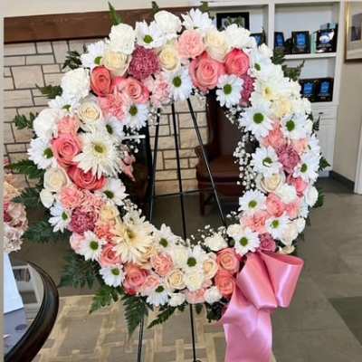 Soft pink and white Sympathy Wreat