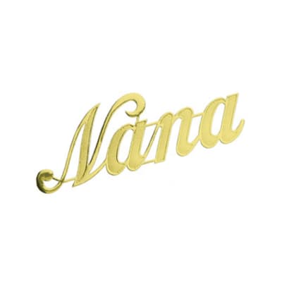 Gold script word "Mama" on a white background