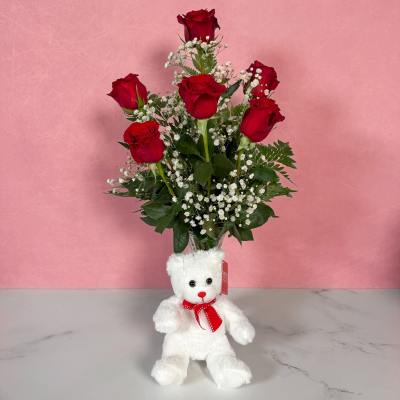 6 Rose Bear Hug Combo