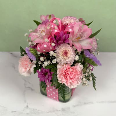 Polka Dot Blooms Bouquet - Light Pink
