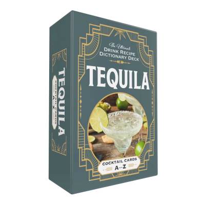Tequila cocktail recipe card deck box with a margarita on the cover