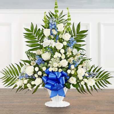 Tranquility Floor Basket Blue & White