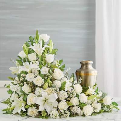 Asymetrical Cremation Arrangement- All White