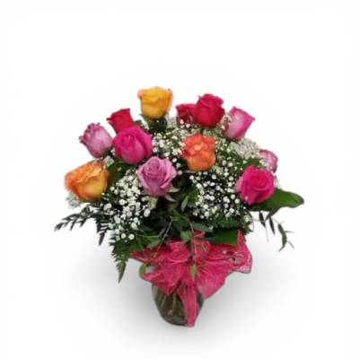 One dozen mixed Ecuadorian roses