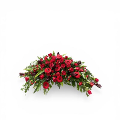 Red Reverence Casket Piece by Petal Perfection