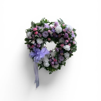 Petal Perfection’s Lavish Lavender Love Heart Standing Spray