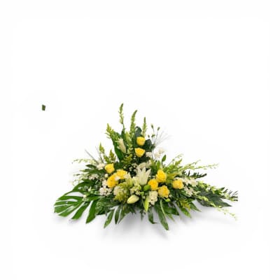 Yellow and White Cremation Wreath