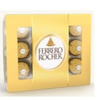 Box of Ferrero Rocher chocolates in gold packaging