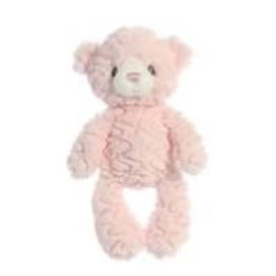 Pink teddy bear plush toy on a white background