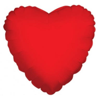 Red heart-shaped foil balloon against a plain white background