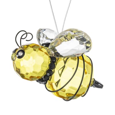 Crystal bee ornament with yellow and clear faceted beads