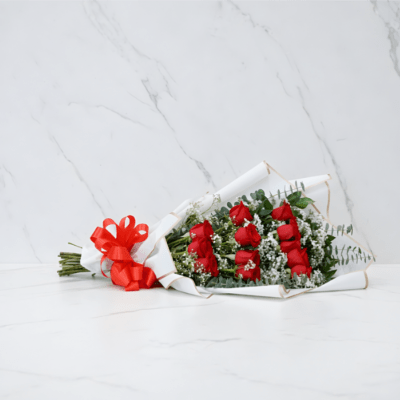 Dozen Red Roses Cascading Bouquet