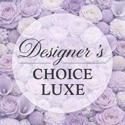 Lavender floral background with the words "Designer’s Choice Luxe"