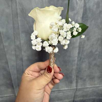Gold White rose boutonnière