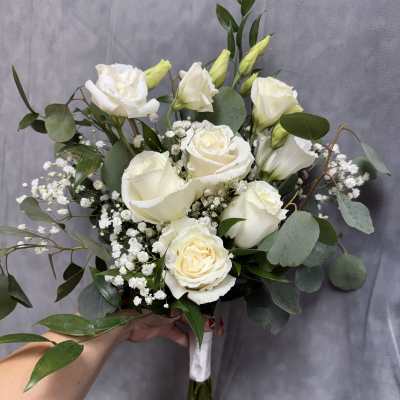 White roses prom bouquet