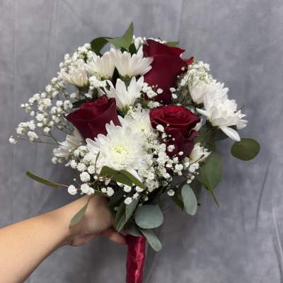 Prom red & white bouquet