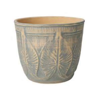 Decorative ceramic planter with a leaf pattern